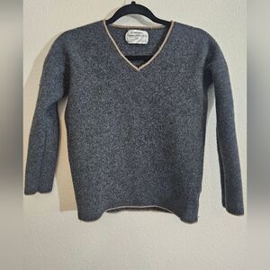 REI Gray V-Neck Sweater 100% Wool